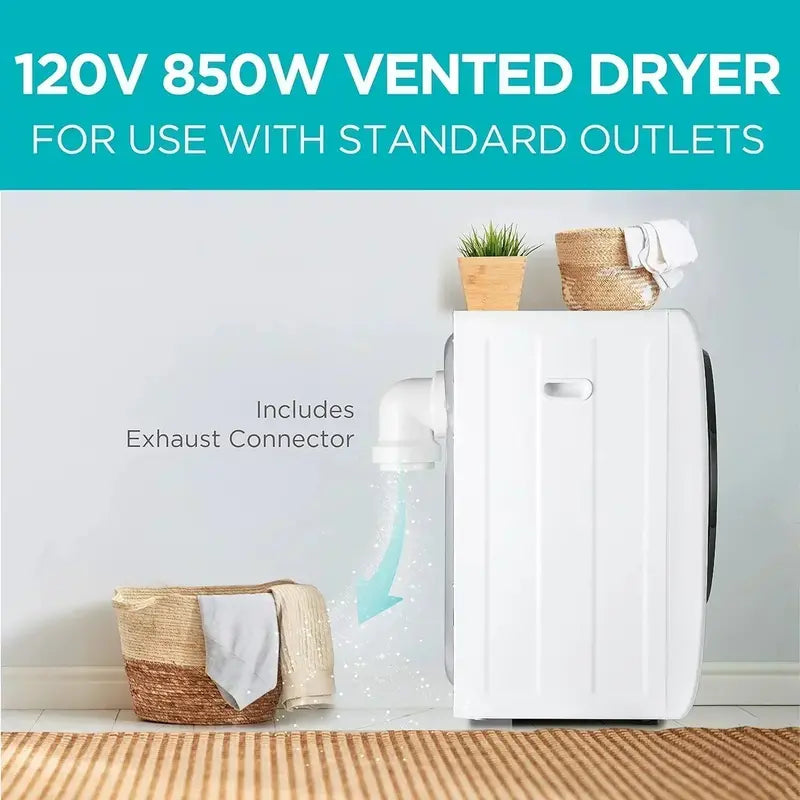 1.5 Cu. Ft. Compact Vented Electric Dryer  850W, 120V, Stainless Steel Drum