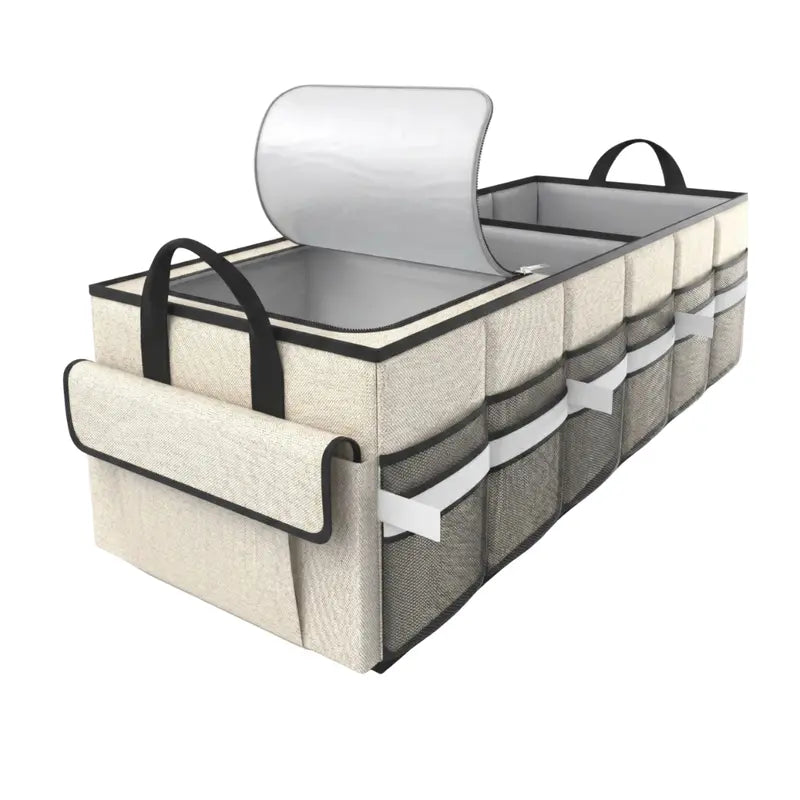 Collapsible Trunk Organizer for Cars Featuring a Leak-Proof Cooler Section