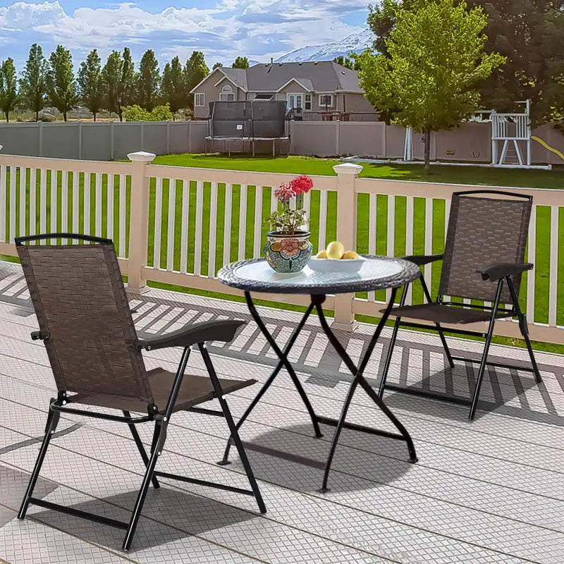 Set of 2 Foldable Sling Chairs for Indoor, Patio, Garden, or Poolside Use
