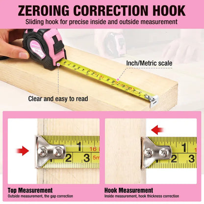 WORKPRO 16-Foot Tape Measure — Thumb Lock, Belt Clip, Dual Inch/Metric Scale, ±1mm Accuracy