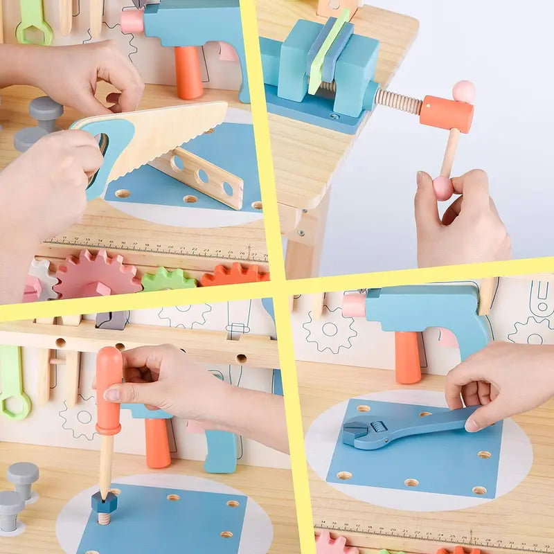 Wooden Kids’ Tool Workbench  Hands-On Construction Play Table with Integrated Tool Set