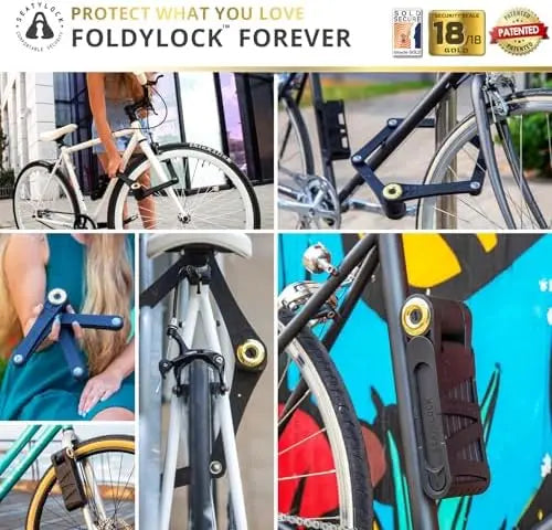 FoldyLock 90cm Folding Bike Lock  High Security, Sold Secure Gold, Anti-Theft Smart Guard with Keys