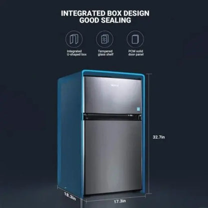 Brand Mini Fridge with Freezer, 3.1 Cu.Ft, Energy Efficient Compact Refrigerator, LED Light, 2-Door Design