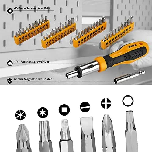 DEKOPRO 228-Piece Auto Repair Tool Set with Socket Wrenches, Plastics Toolbox Storage Case