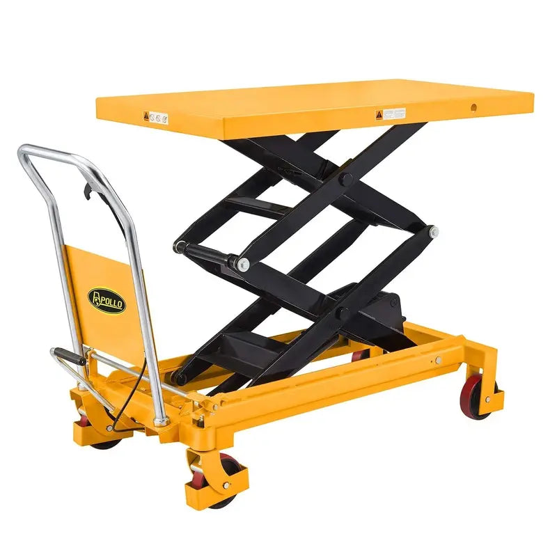 Heavy-Duty Hydraulic Lift Table Cart  770 lb Capacity, Dual-Scissor Design, 51″ Max Height with Safety Guard & Swivel Casters
