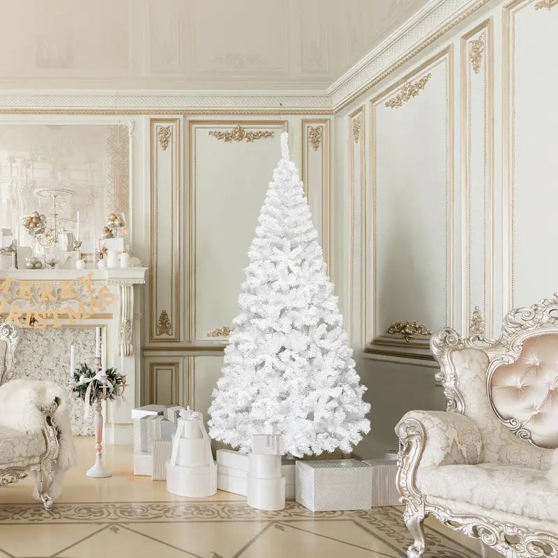 White Metal-Legged Christmas Tree  All-Weather Holiday Decor for Indoor and Outdoor Spaces