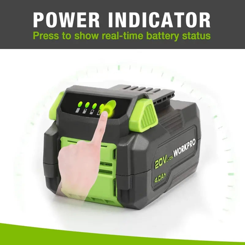 WORKPRO 20V 4.0Ah Lithium-Ion Battery  High-Capacity Power Pack for Cordless Tools