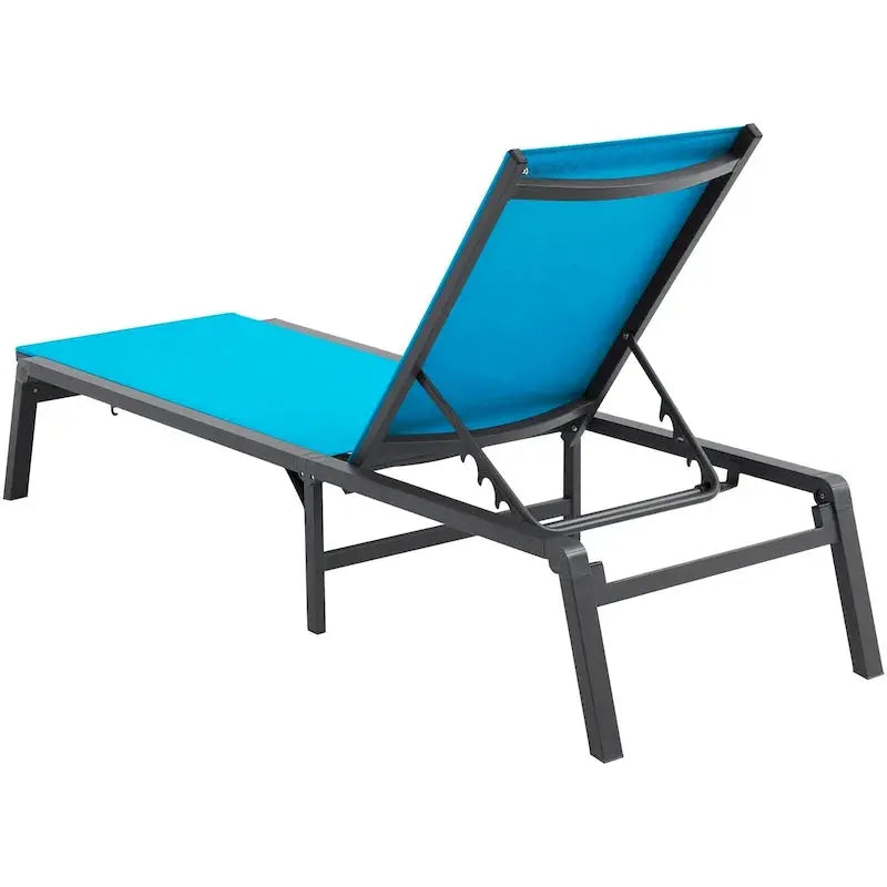 Adjustable Aluminum Outdoor Chaise Lounge Chairs  5-Position Reclining, Foldable Poolside Design