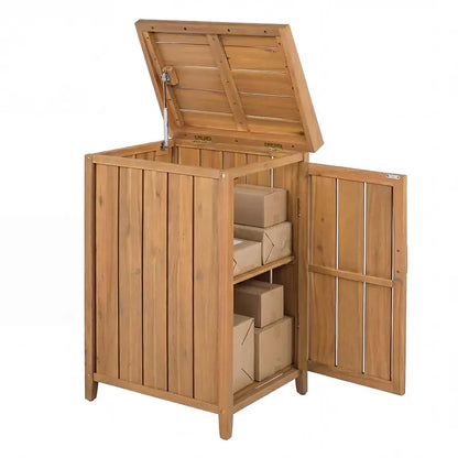 Weather-Resistant Outdoor Wood Package Delivery Box with Locking Lid