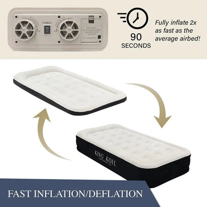 King Koil Luxury Air Mattress  Built-in High-Speed Pump, Premium Comfort for Guests or Travel