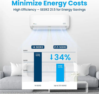 9,000W Mini-Split Heat Pump  110/120V Inverter-Driven AC/Heating System, Alexa-Compatible, ENERGY STAR® Rated (EER 21.5)