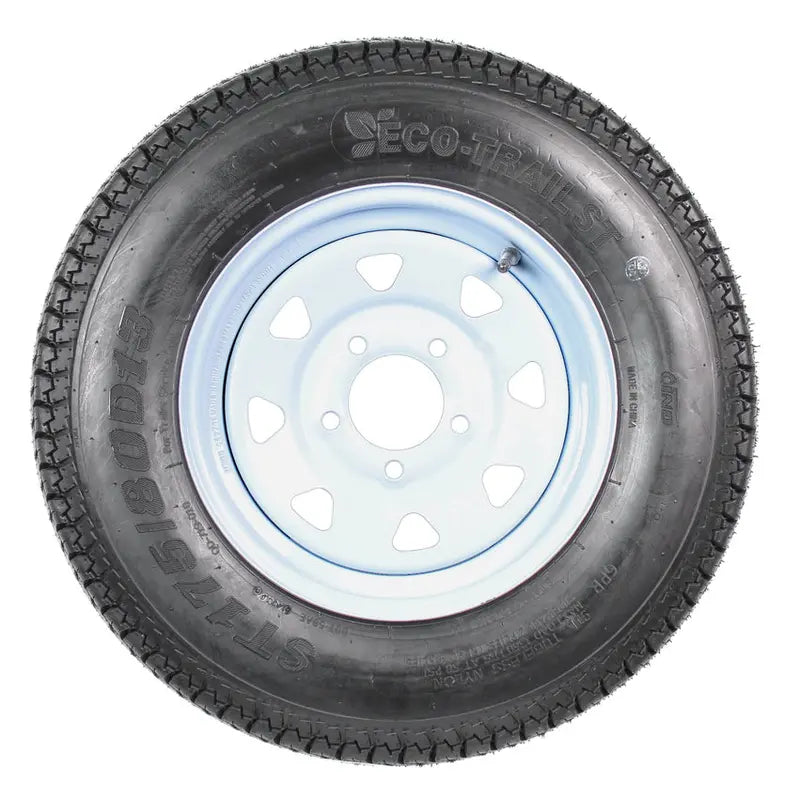 2-Pack ST175/80D13 Trailer Tires on White Spoke Rims  Load Range C, 5-Lug Mounting