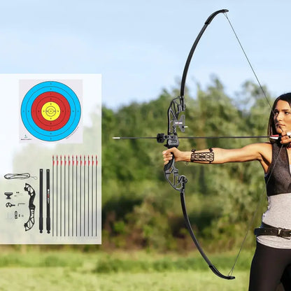 55 lb Recurve Bow & Arrow Set  Fiberglass Arrows Included, Everfit Youth/Adult Archery Kit