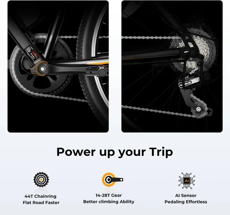 500W Folding Electric Bike for Adults  20 mph, 40-Mile Range, Compact Ebike with Smart Hill Assist