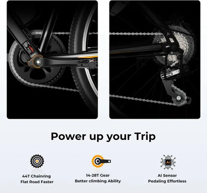 500W Folding Electric Bike for Adults  20 mph, 40-Mile Range, Compact Ebike with Smart Hill Assist