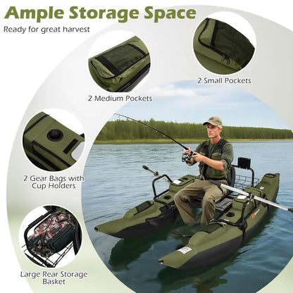 Premium Inflatable Fishing Float Tube Kit with Pump, Paddles, Fish Ruler, and 400-Pound Load Limit