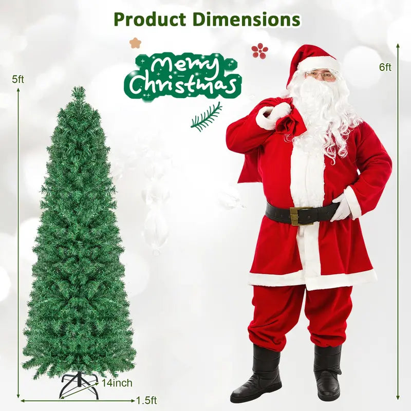 5-Foot Fiber-Optic Pencil-Style Christmas Tree for Compact Holiday Spaces