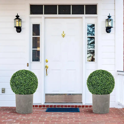 Set of Two 16-Inch Faux Boxwood Topiaries  Compact Round Hedge Balls for Weddings &amp; Home Styling