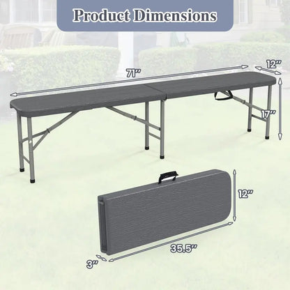6-Foot Portable Picnic Set — HDPE Wood-Grain Folding Table & Benches (3-Piece)