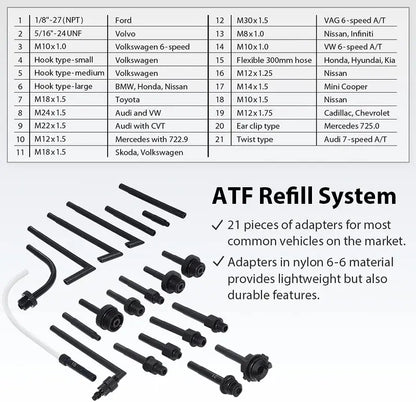 A1139HNUS Automatic ATF Fluid Pump with 21-Piece Taiwan Adapter Kit  Pneumatic & Manual Operation