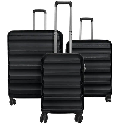 Lightweight 3-Piece Hardshell Spinner Luggage Set — 20/24/28 Inch (Wide Cross Stripe Design)