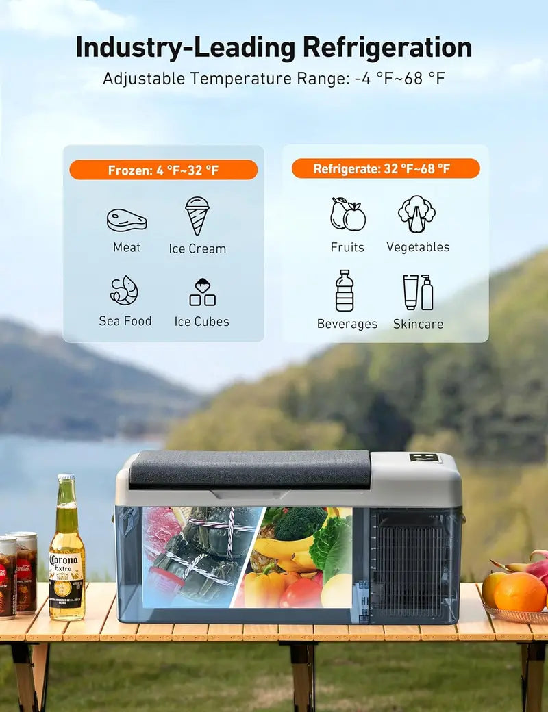 AstroAI 15L Portable Car Refrigerator, Fast Cooling, 12/24V DC & 110V AC, Black, for Camping & Travel