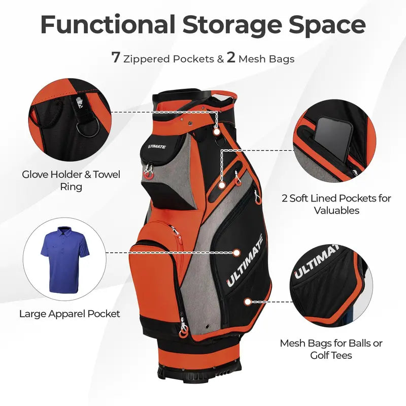 Lightweight 14-Way Golf Cart Bag with Full-Top Organizer Compartments