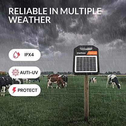 Andmon Solar-Powered Electric Fence Charger  0.11 Joule, Day/Night Mode, 2-Mile Coverage