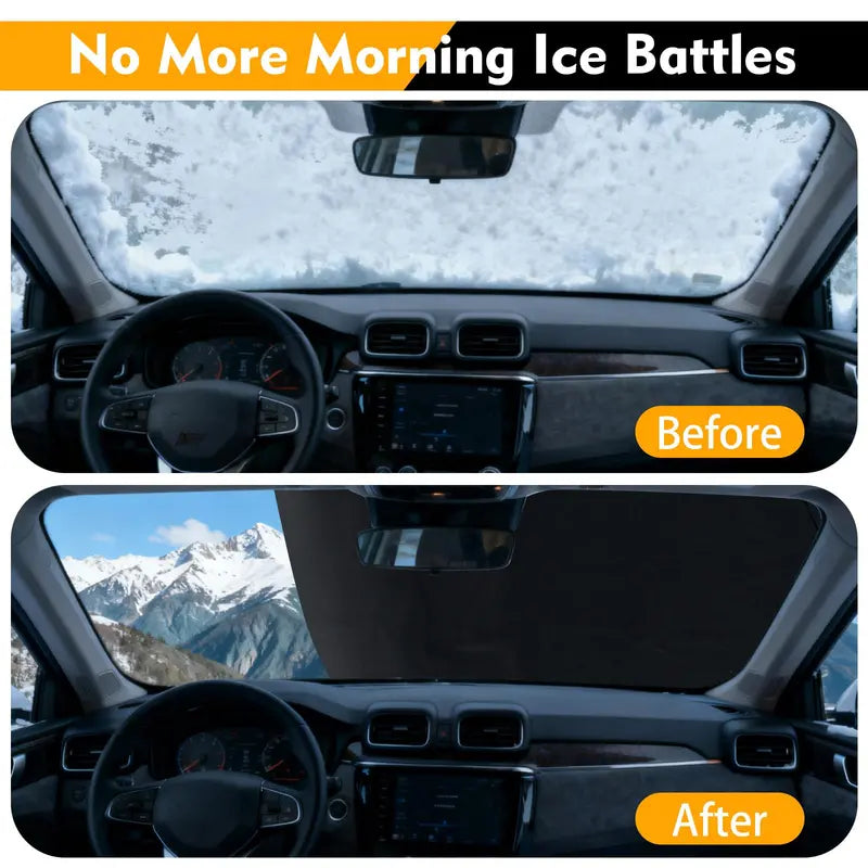 Heavy-Duty Windshield Snow Cover Set  600D Oxford Fabric Frost & Ice Protector for Front & Rear Windows