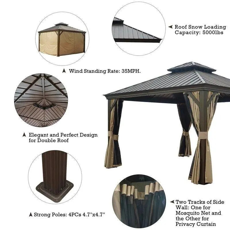 Alexander 12′ x 12′ Lightweight Aluminum Patio Gazebo