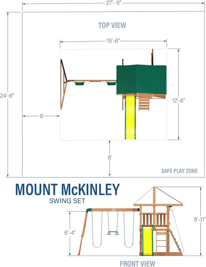 Backyard Discovery Mount McKinley Cedar Swing Set  Full-Feature Outdoor Play System with Slide, Climbing Walls, Swings & Sandbox
