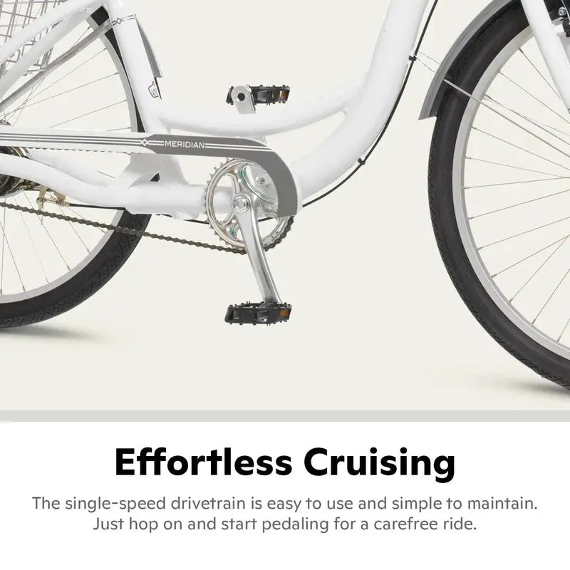 Schwinn Meridian Adult Tricycle  26-Inch Beach Cruiser with Low-Step Frame, Wide Seat &amp; Folding Basket