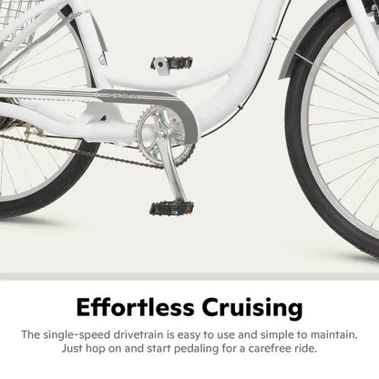 Schwinn Meridian Adult Tricycle  26-Inch Beach Cruiser with Low-Step Frame, Wide Seat &amp; Folding Basket