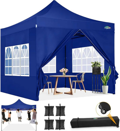 COBIZI 10×20 ft Commercial Pop-Up Canopy Tent  Heavy-Duty Frame, 6 Sidewalls, Wind/Waterproof Gazebo with Roller Bag