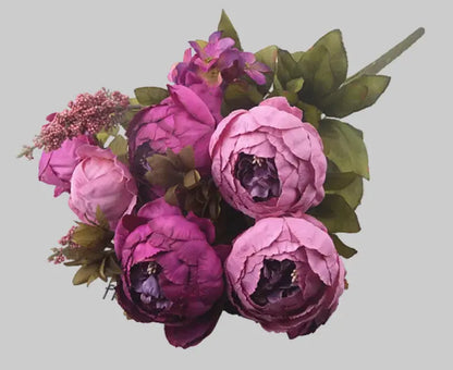 13-Piece Luxury Silk Peony Bouquet  European-Style Core-Spun Arrangement (47 cm)