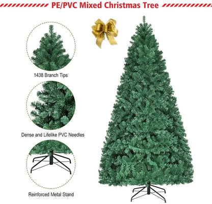Auto-Spreading Pre-Lit PVC Spruce Christmas Tree with Hinged Branches