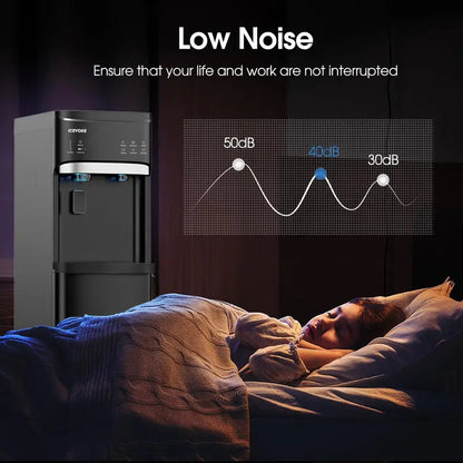 Bottom-Load Self-Cleaning Water Dispenser with Built-in Ice Maker (Black)