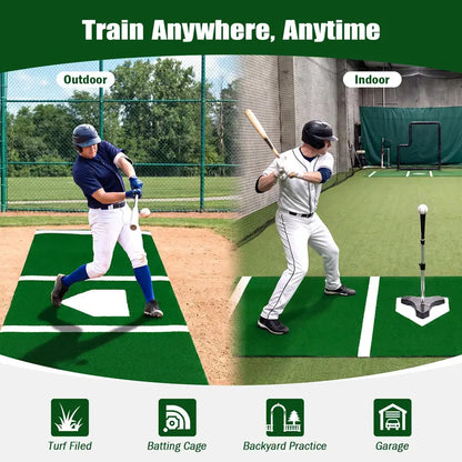 10-Foot by 3.8-Foot Baseball Batting Mat with 15mm Artificial Turf for Indoor/Outdoor Training