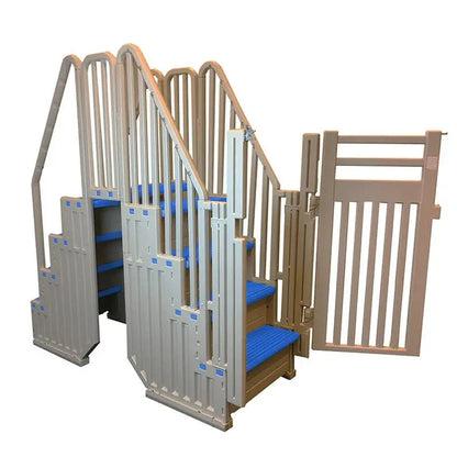 Plastics Warm Gray Above-Ground Pool Set  Includes Blue Safety Steps and Secure Closure System