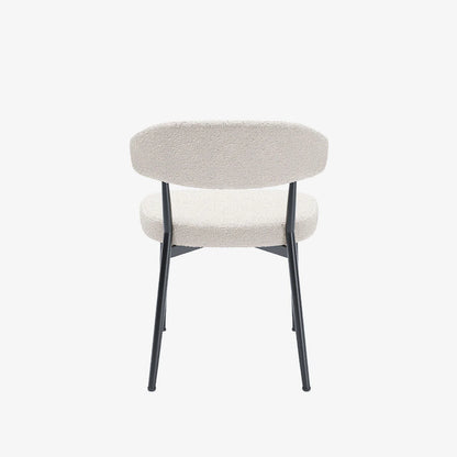 Lot de 2 chaises de salle   manger en tissu bouclette blanche & m tal noir Mona