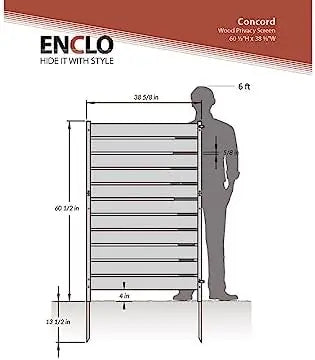 60.5in x 38.625in No-Dig Concord Cedar Privacy Screen  Hide Trash Cans & AC Units | EC18022