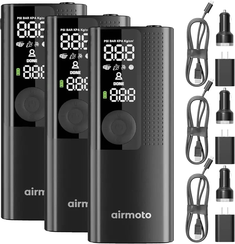 Dual-Pack Portable Tire Inflator Kit  Cordless Air Compressor with Power Bank Functionality