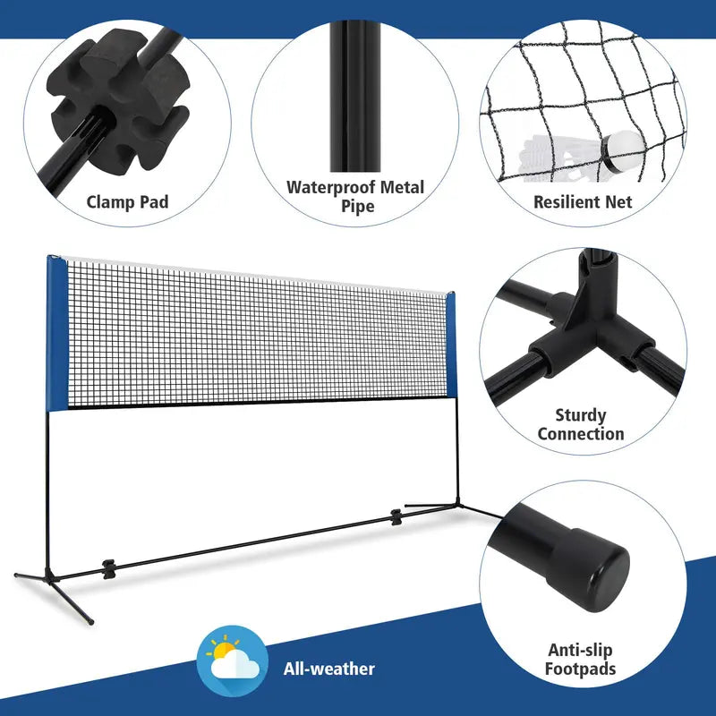 Multi-Sport Portable Net Set, 14-Foot Adjustable Badminton/Volleyball/Pickleball System