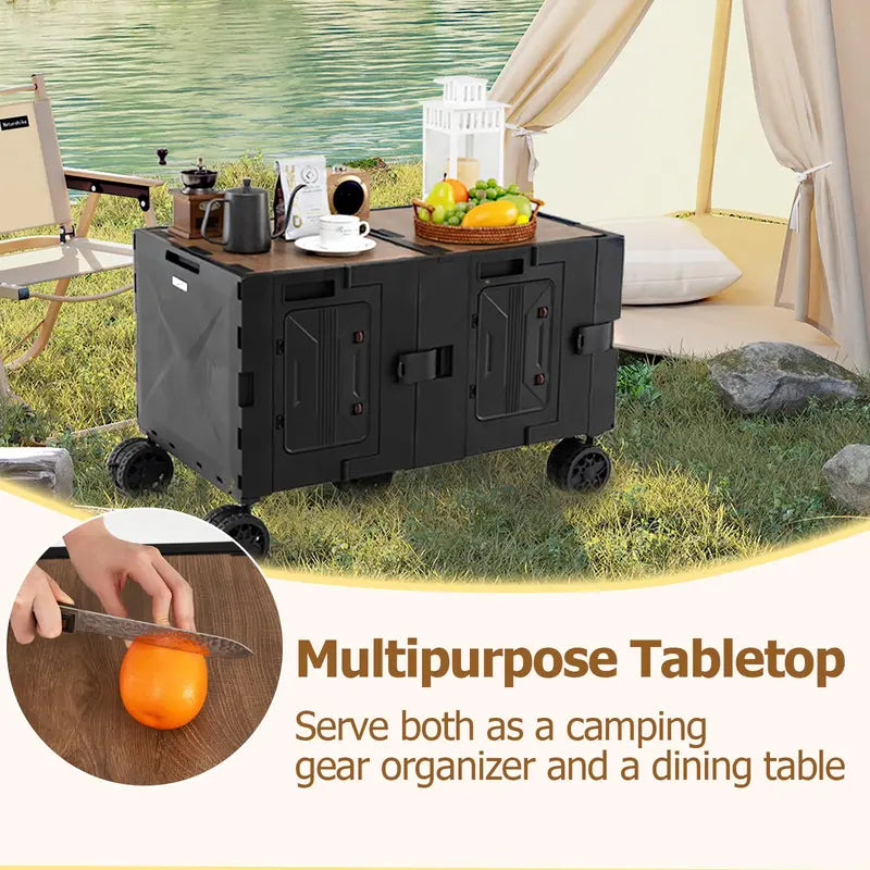 Collapsible Rolling Trolley Cart for Groceries, Camping, and Travel Use
