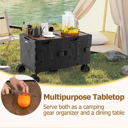 Collapsible Rolling Trolley Cart for Groceries, Camping, and Travel Use