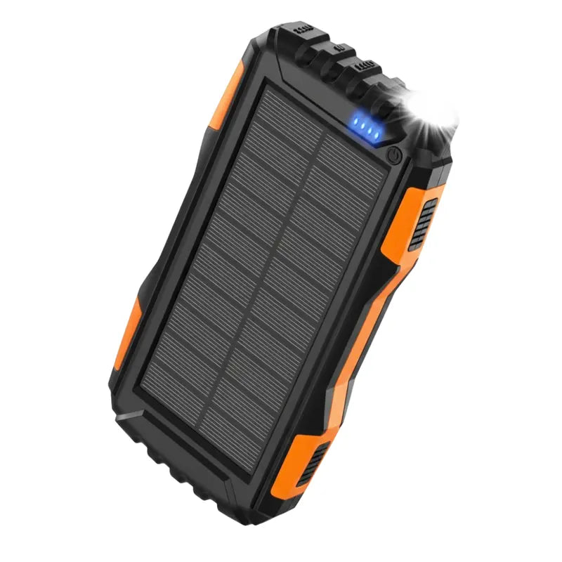 High-Capacity 42800mAh Solar-Powered Portable Charger with Built-in Flashlight