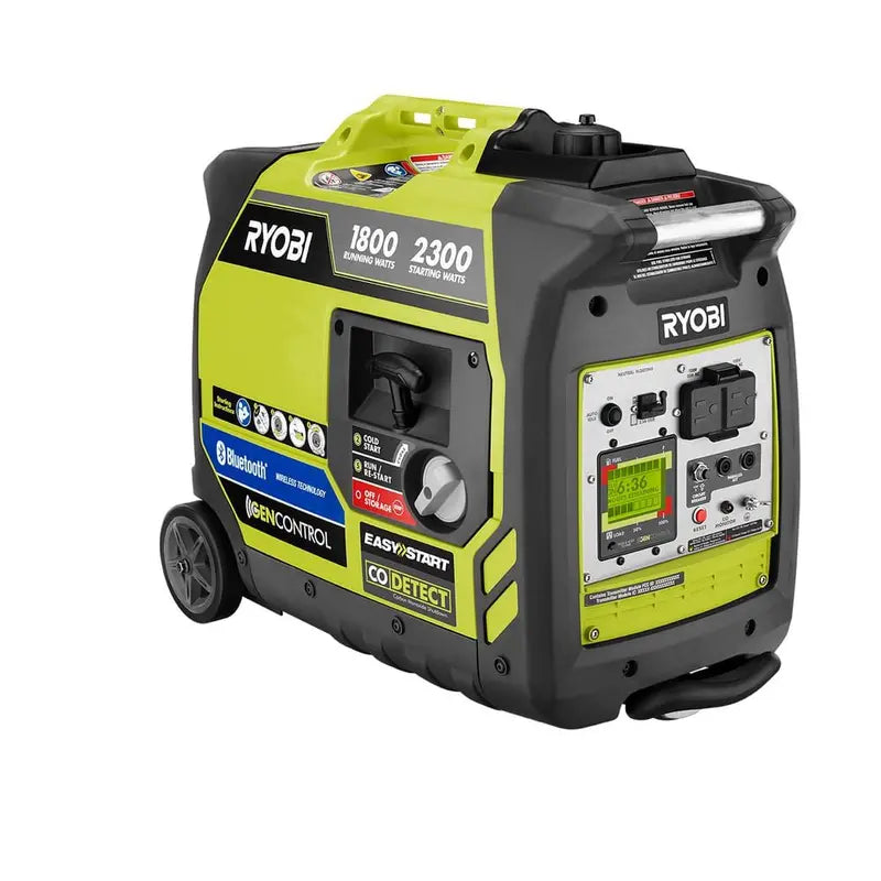 RYOBI 2,300-Watt Recoil Start Bluetooth Super Quiet Gasoline Powered Digital Inverter Generator with CO Shutdown Sensor RYi2322