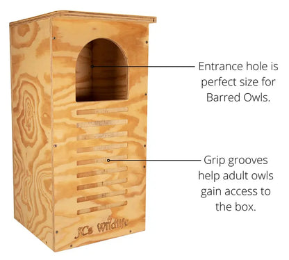 JCs Wildlife Barred Owl Nesting Box  USA-Made, Treated Plywood with Clean-Out Door & Mounting Kit