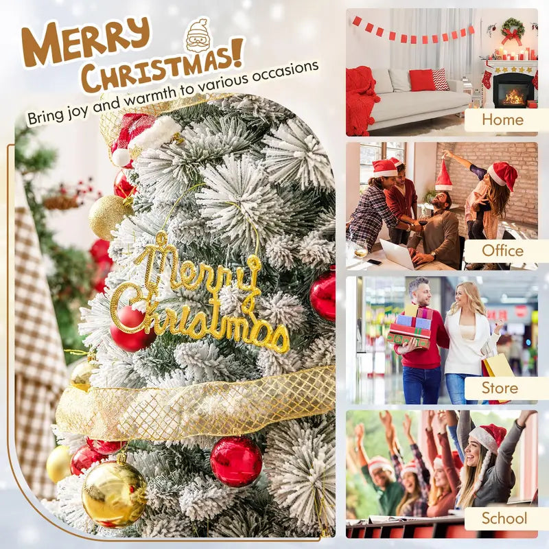 6- or 7-Foot Collapsible Pop-Up Snow-Flocked Artificial Christmas Tree
