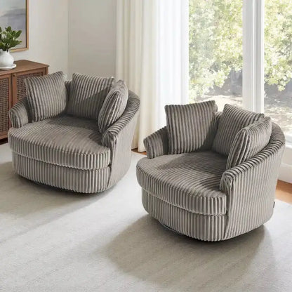 DREAMSIDEA Recessed-Arm Swivel Barrel Chair Set (2-Pack)